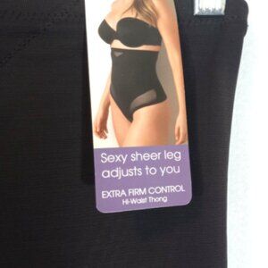 TC Fine Intimates Hi-Waist Thong Shapewear Medium Black Sheer NEW